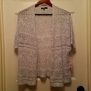 Relativity cardigan with an open front short Sleeve sky blue